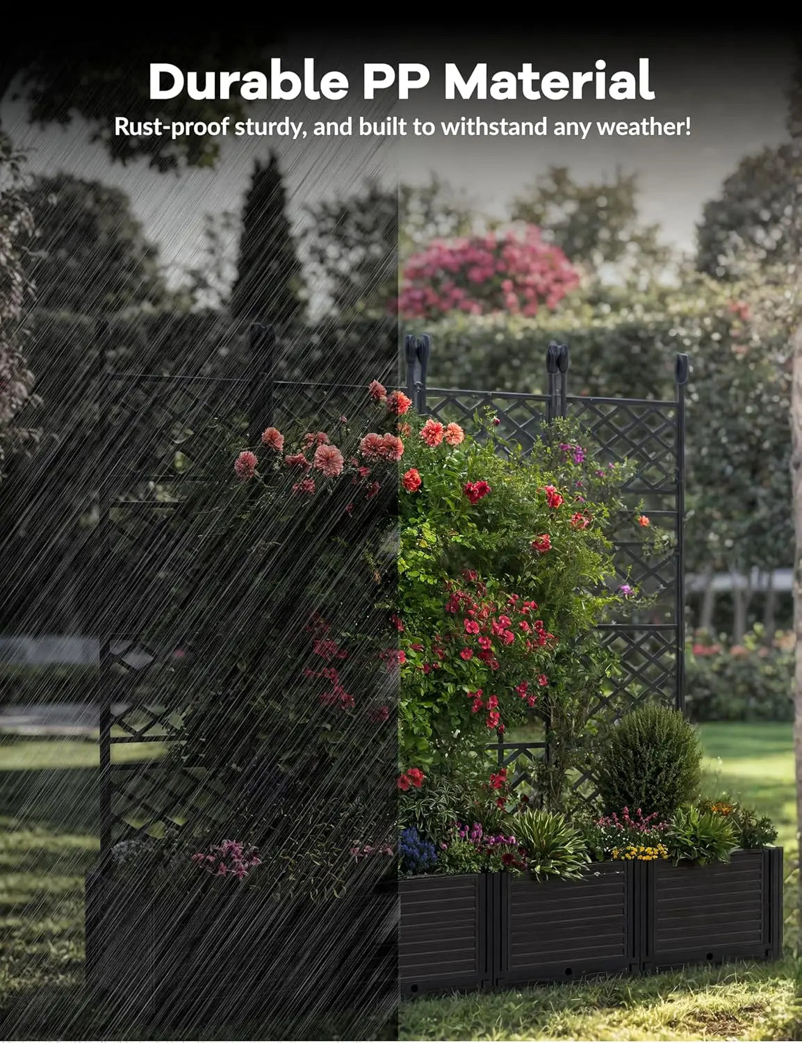 Twister Plastic Planter Box With Trellis For Outdoor Gardens