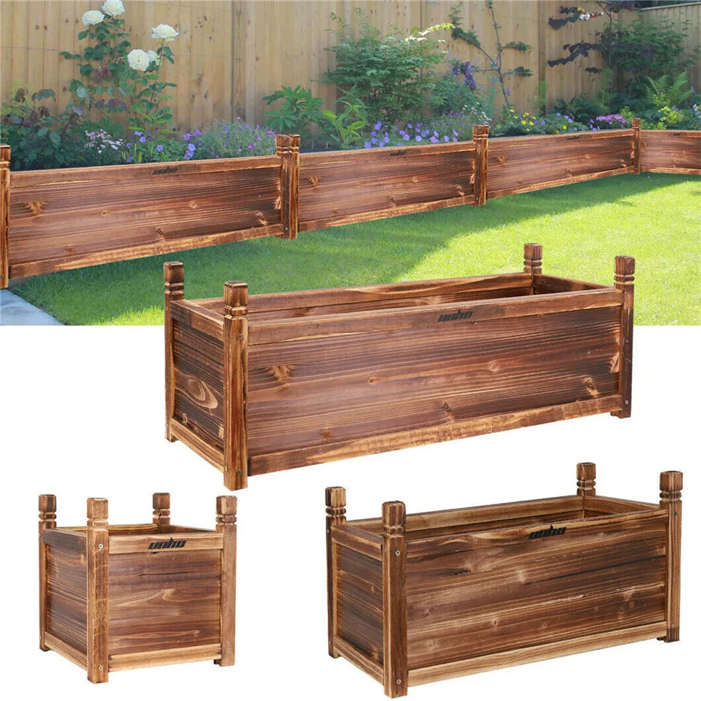 Sturdy Wooden Raised Flower Bed For Indoor Outdoor Vegetable Herb Planting