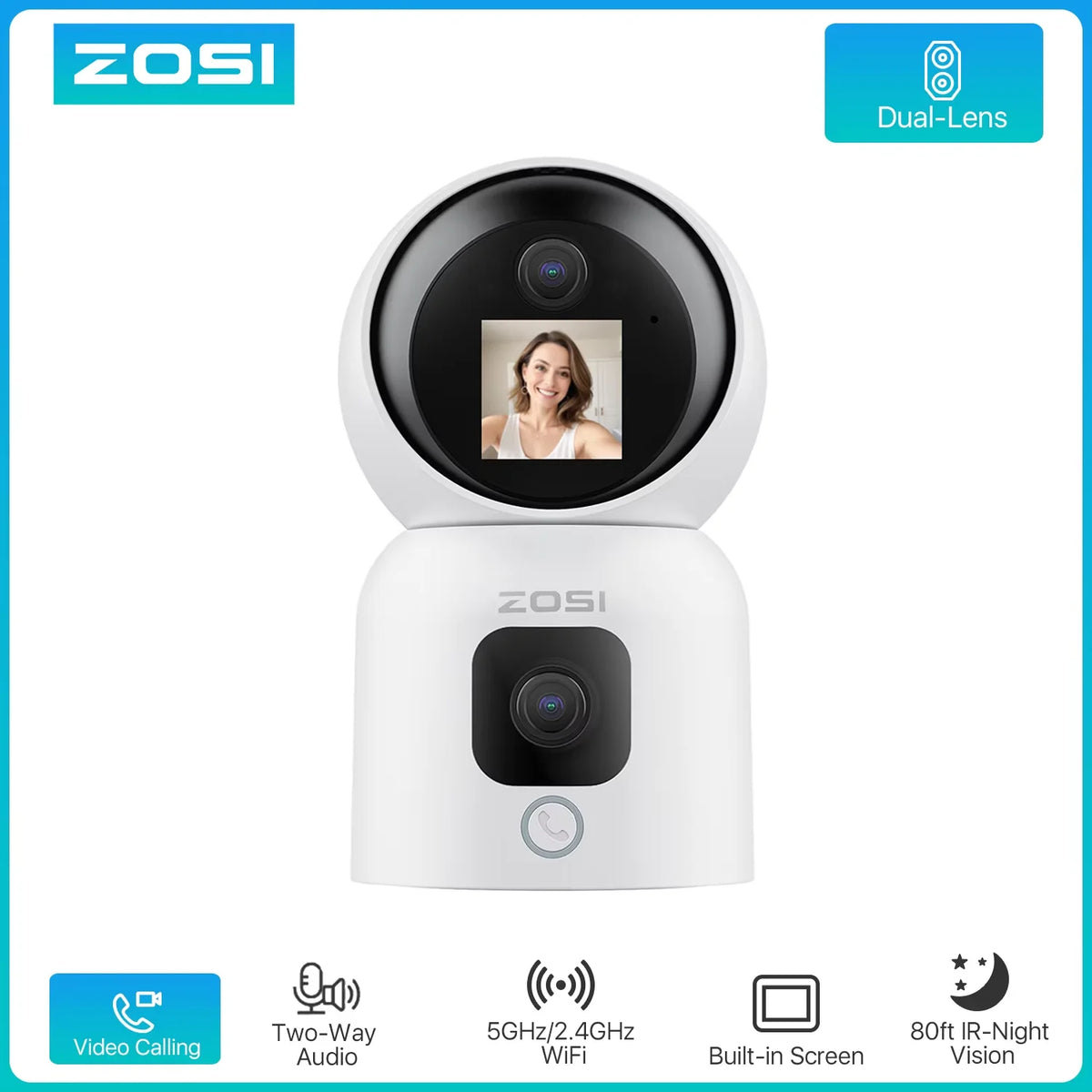 Zosi C528M 2K AI Auto Tracking PTZ Indoor WiFi Security Camera