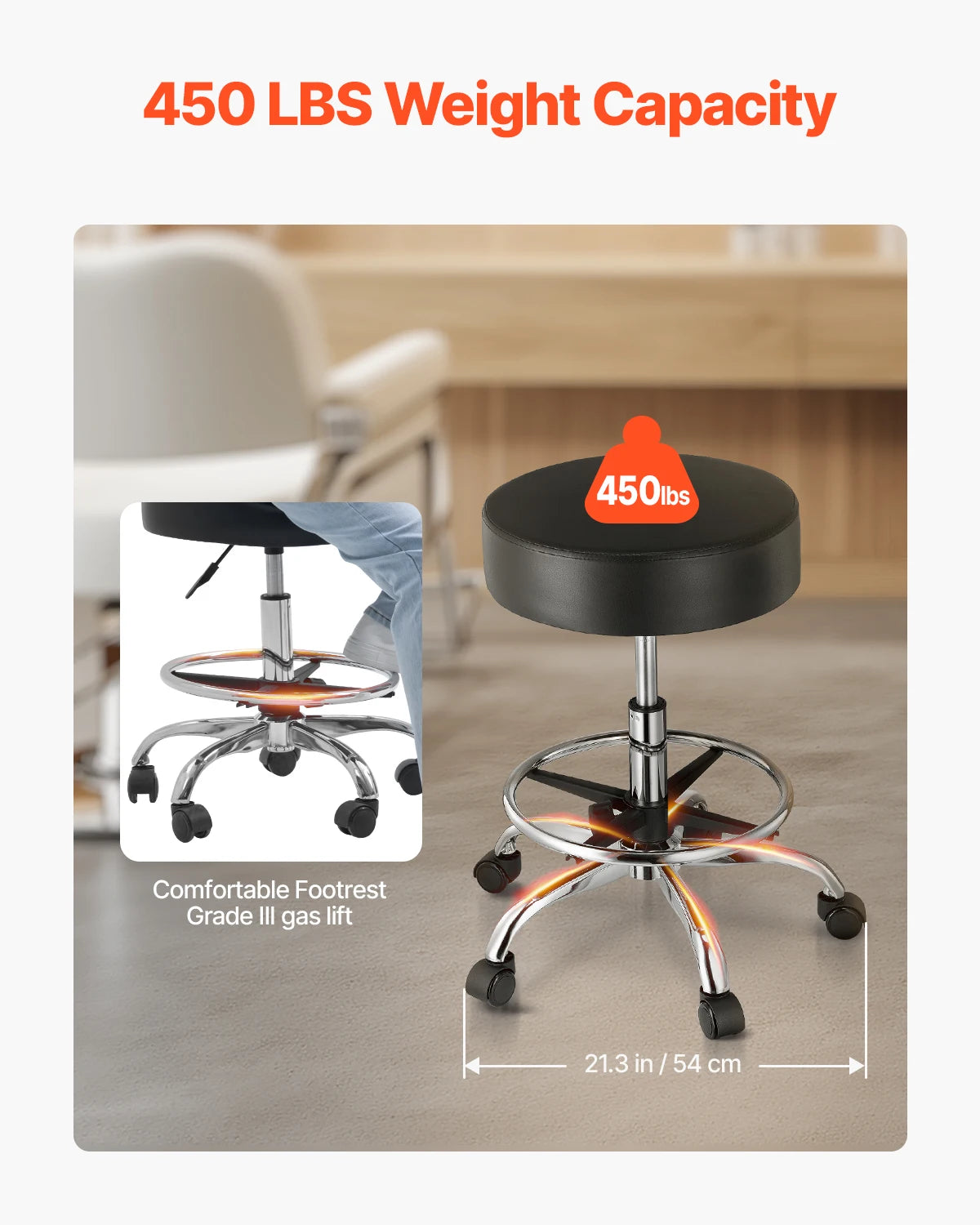 SucceBuy Adjustable Height Rolling Stool With Wheels For Clinic