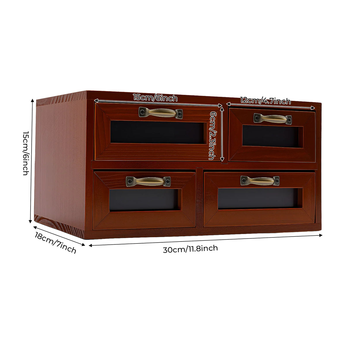 Retro Wooden Desk Organizer With Storage Drawers