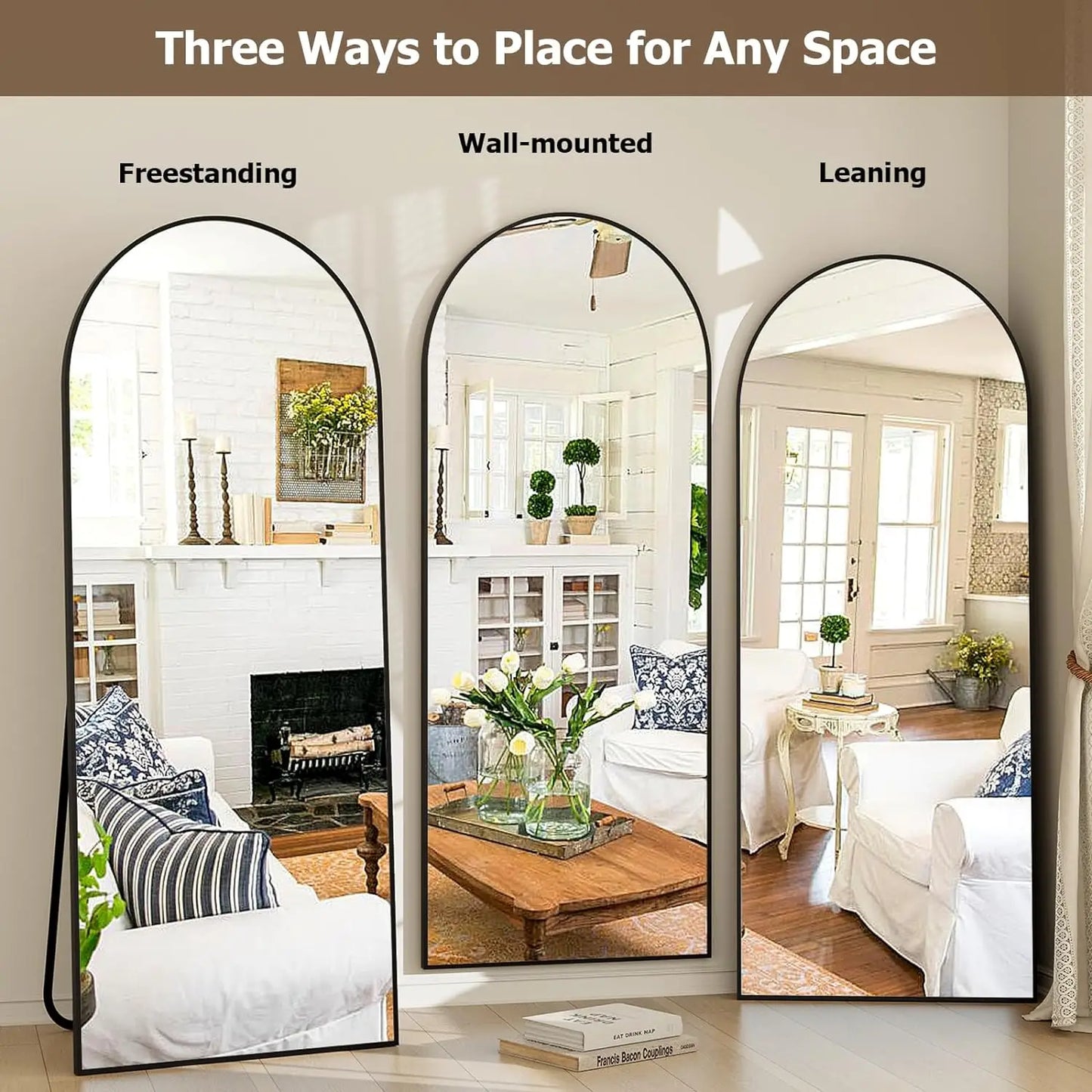 Beautypeak Arched Full Length Mirror Aluminum Frame