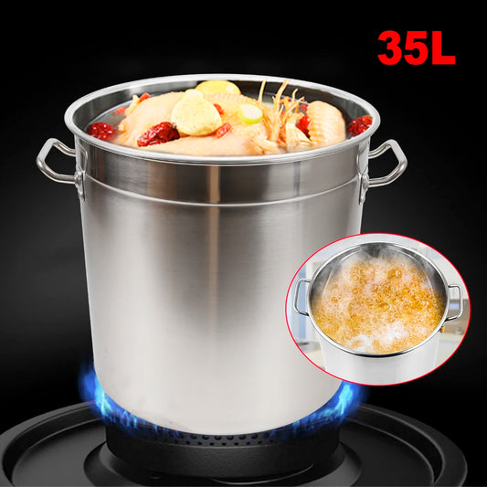 35L Thickened Stainless Steel Soup Stock Pot With Lid