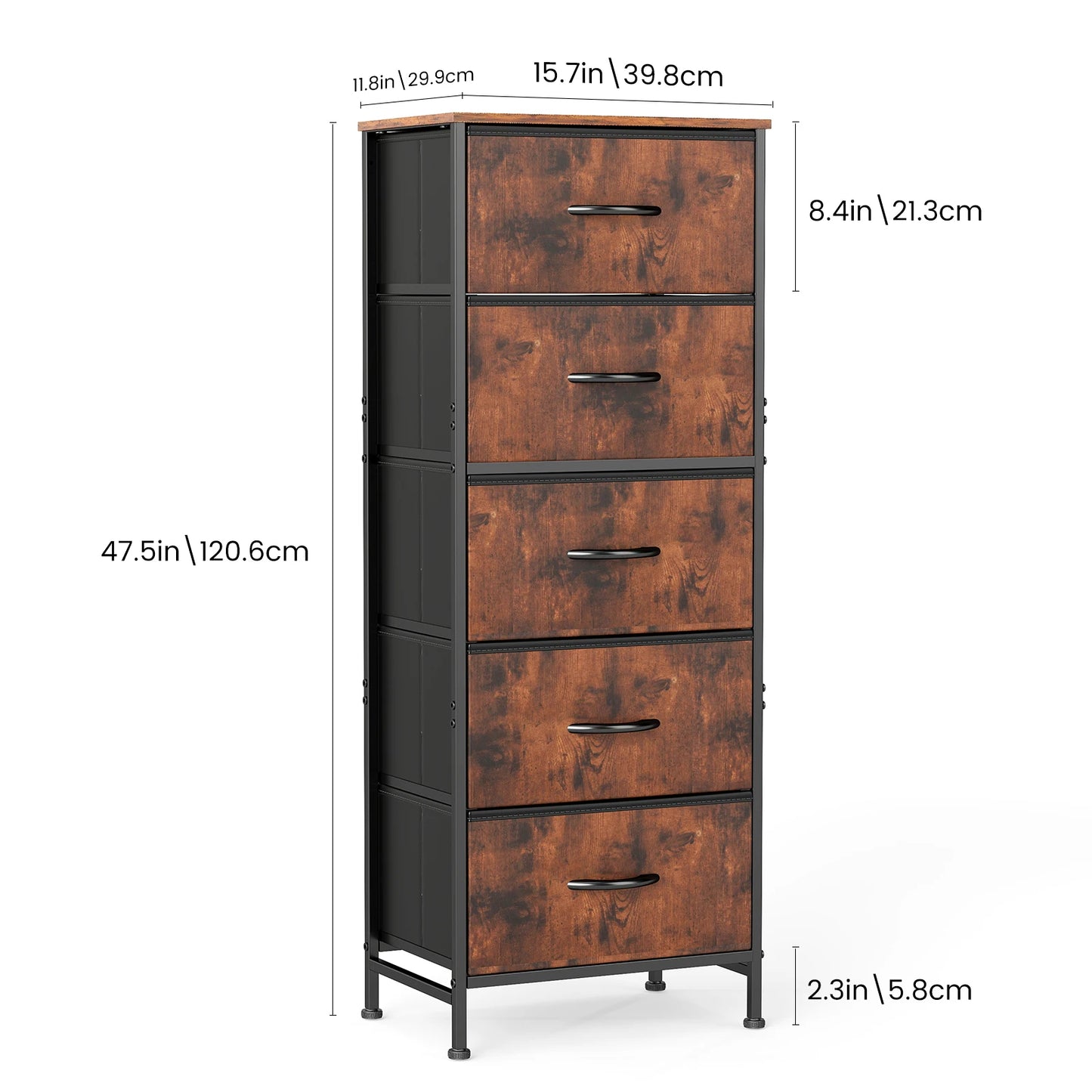 Jhk Modern 5 Drawer Metal Fabric Cabinet For Living Room
