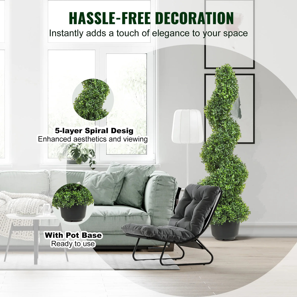 Artificial Boxwood Tower Topiary Spiral Decorative Plant