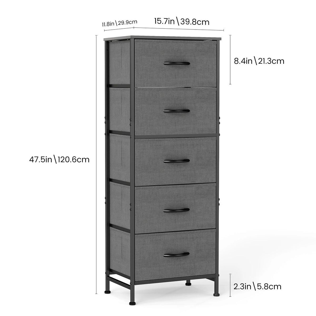 Jhk Modern 5 Drawer Metal Fabric Cabinet For Living Room