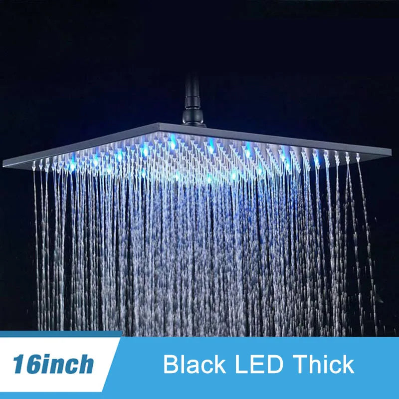 Shinesia 16 Inch Square LED Rainfall Shower Head