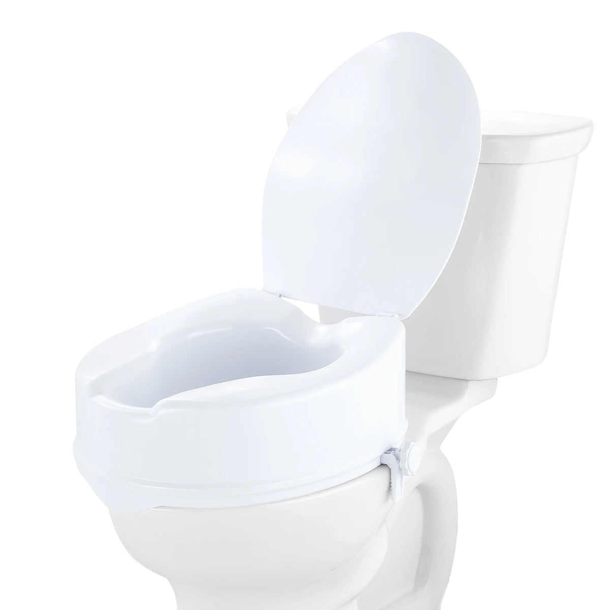 Screw Rod Locking Raised Toilet Seat With 300 LBs Capacity