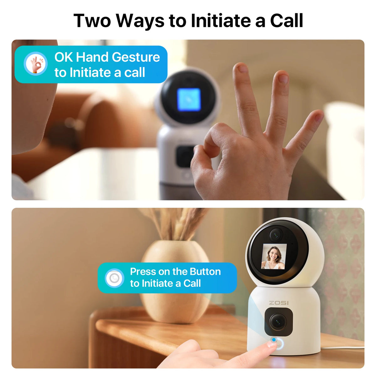 Zosi C528M 2K AI Auto Tracking PTZ Indoor WiFi Security Camera