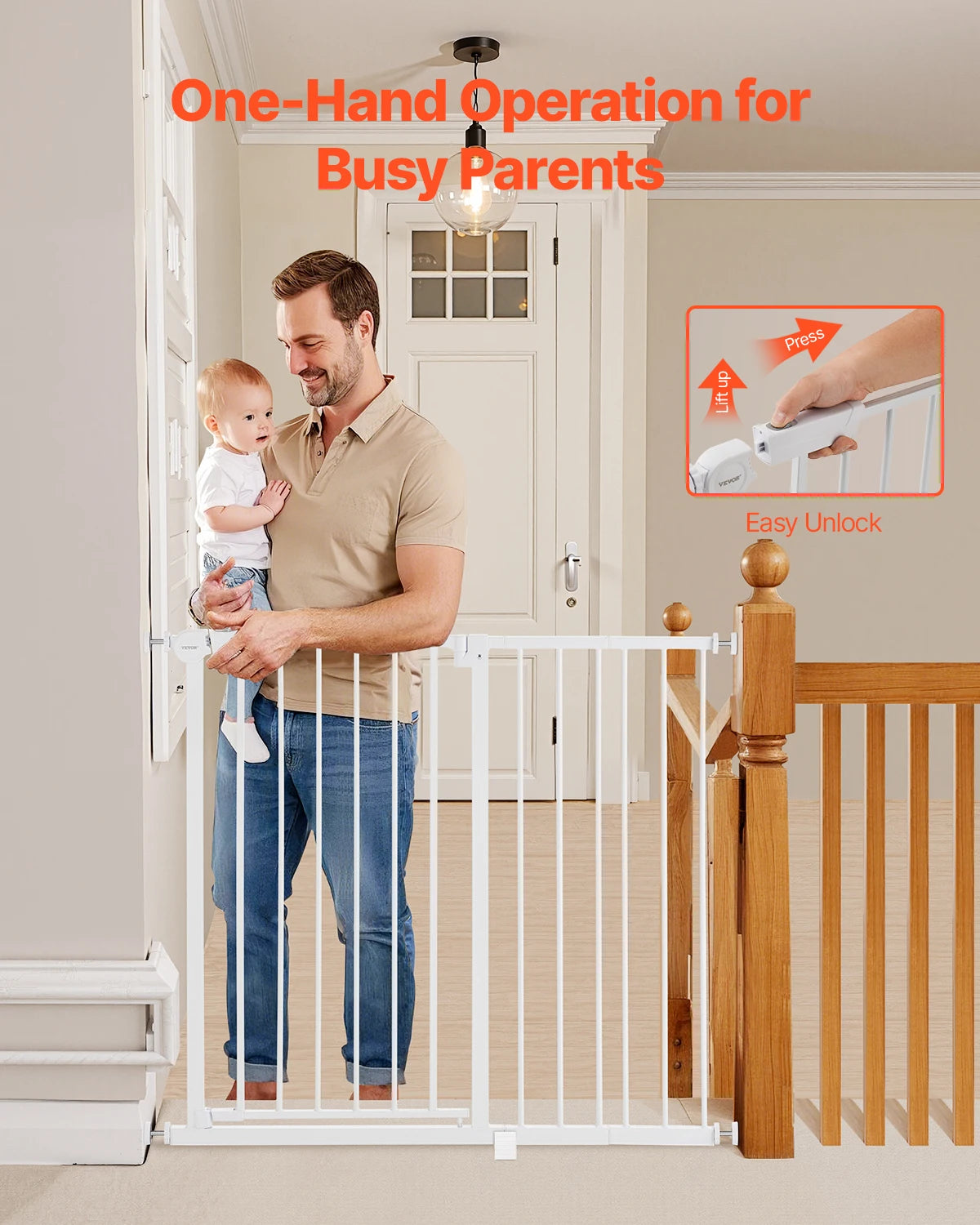 SucceBuy Stainless Steel Pressure Mount Baby And Pet Gate