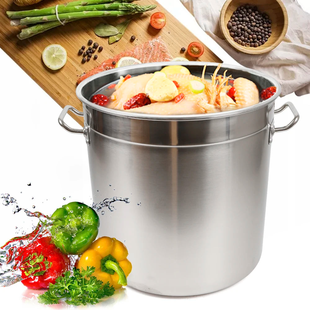 35L Thickened Stainless Steel Soup Stock Pot With Lid