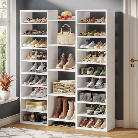 Tribesigns Freestanding Wooden Shoe Rack With Multi Tier Shelves