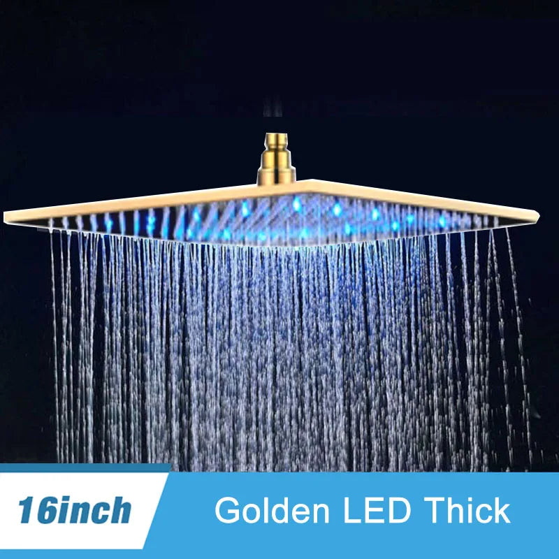 Shinesia 16 Inch Square LED Rainfall Shower Head