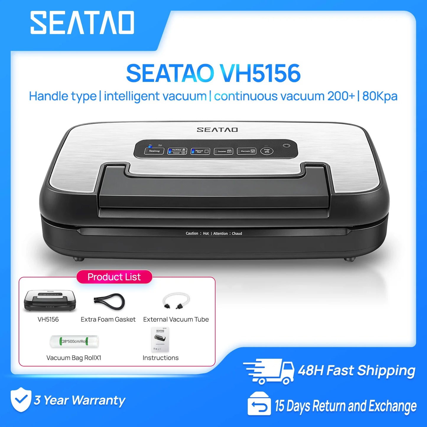 Seatao VH5156 Vacuum Sealer Automatic Multifunction With Built In Storage