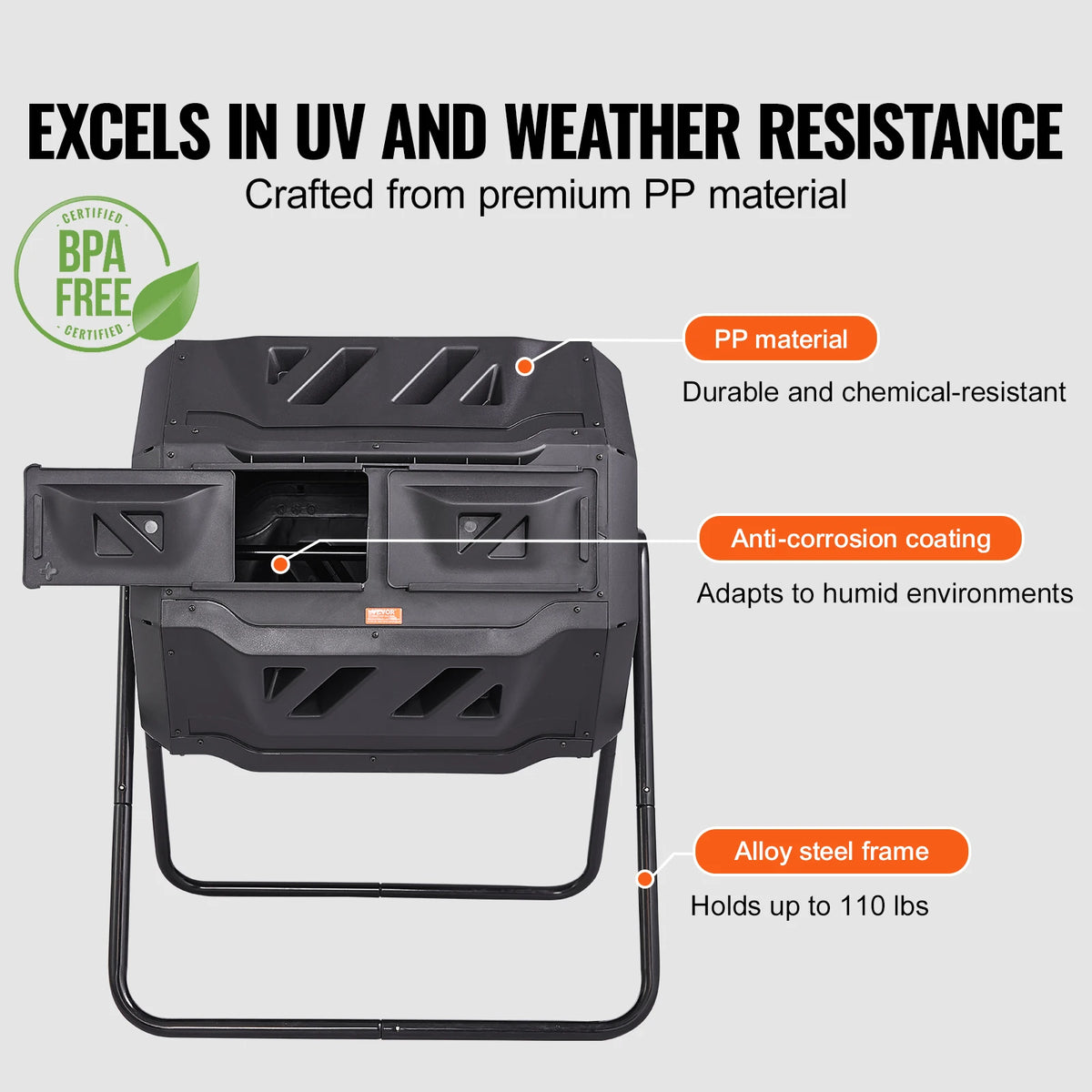 SucceBuy Dual Chamber Compost Tumbler For Home Garden BPA Free